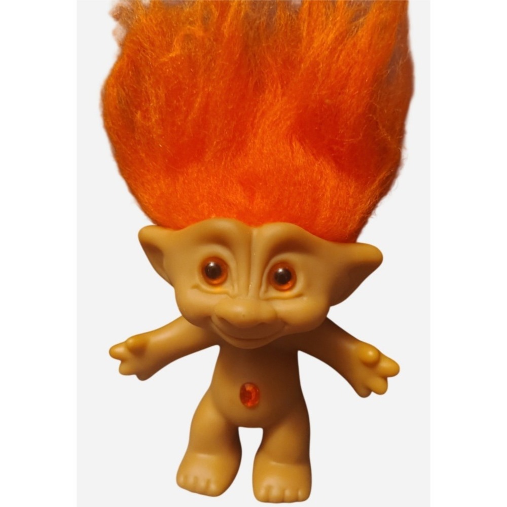 Vintage Treasure Troll Doll Orange Hair Orange Gem Belly Retro 90s Toy